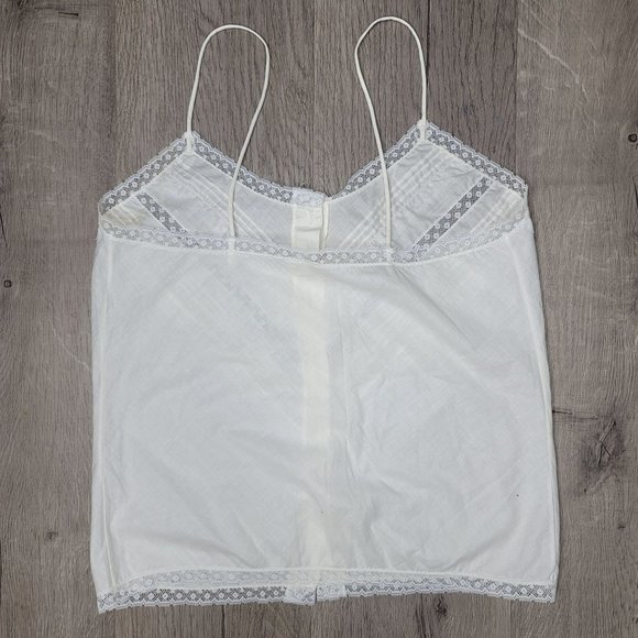 Barbizon vintage lace white button up spaguetti strap tank top size small 100% c - Picture 2 of 7